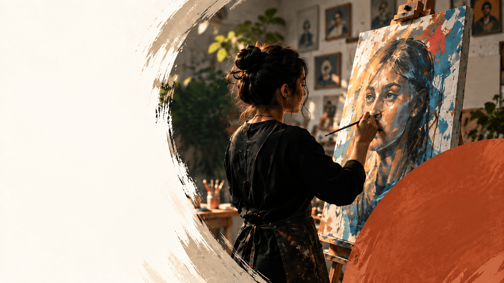 Artist creating artwork